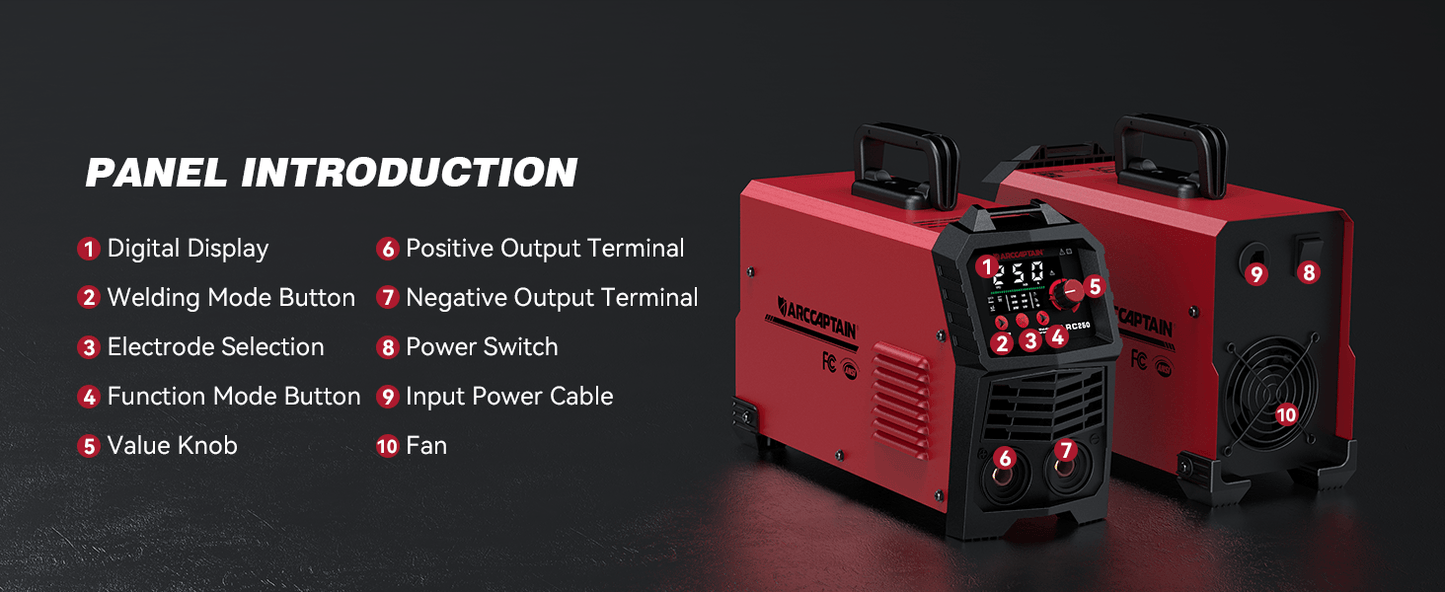 Arccaptain ARC250 250A 230V Professional Stick Welder