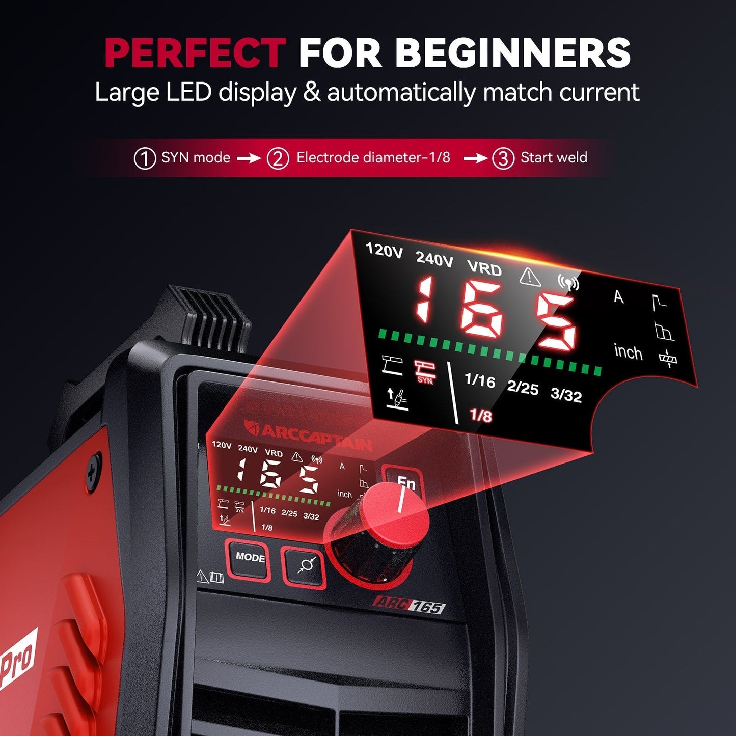 Arccaptain iControl ARC165 PRO Advanced SYN Stick and Lift TIG Welder