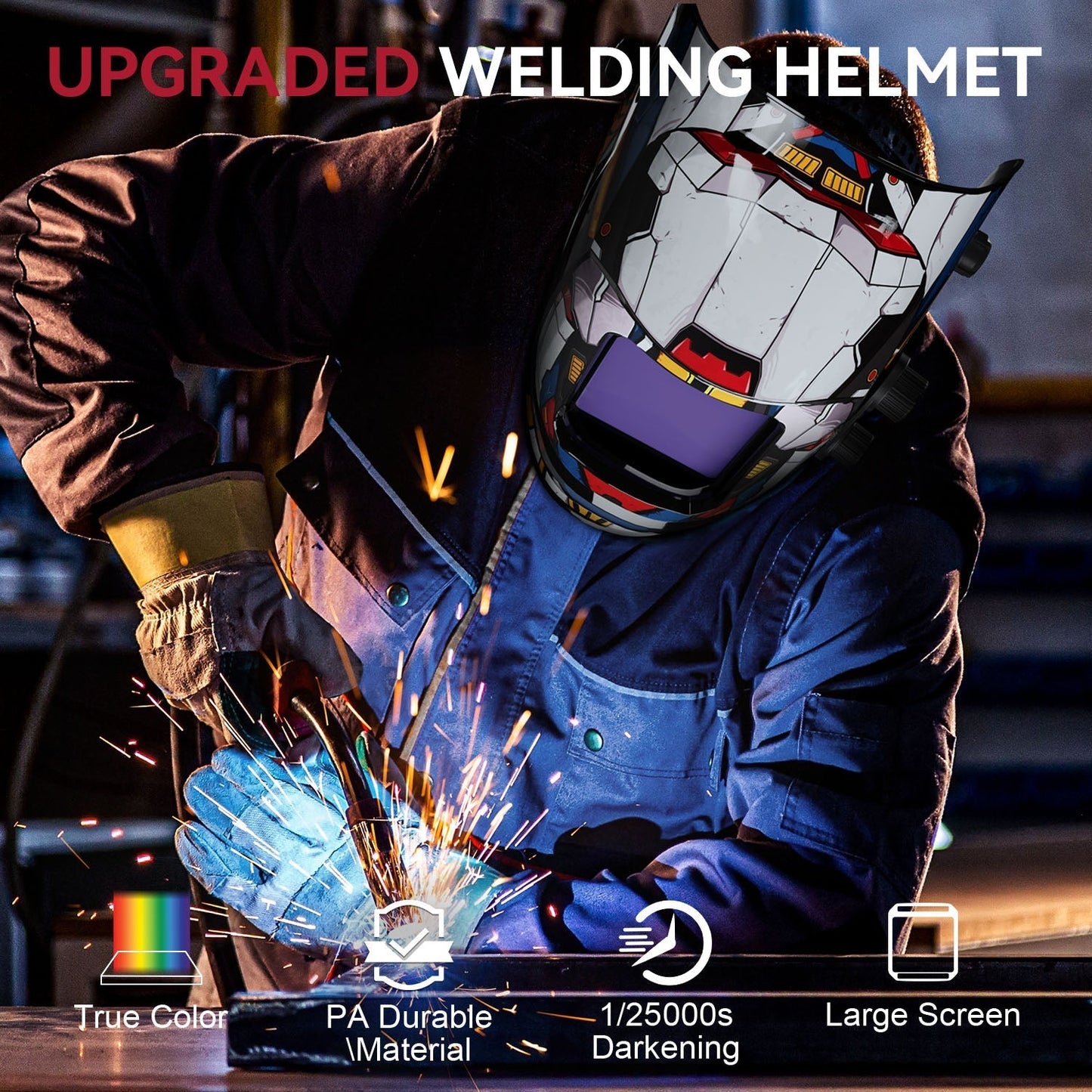 VisionMax X200 True View Solar Power Welding Helmet Mobile Suit