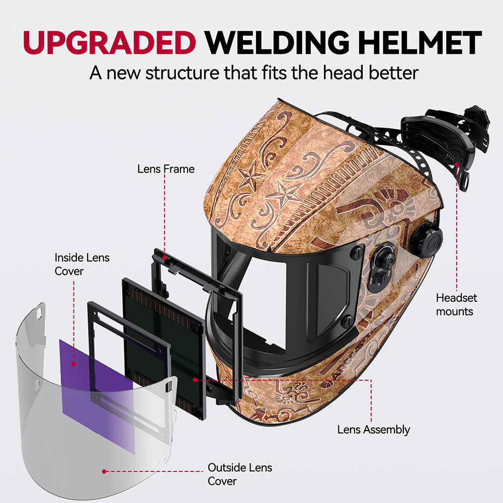 EXSpace X200 Auto Dim Welding Hood Wood Etched