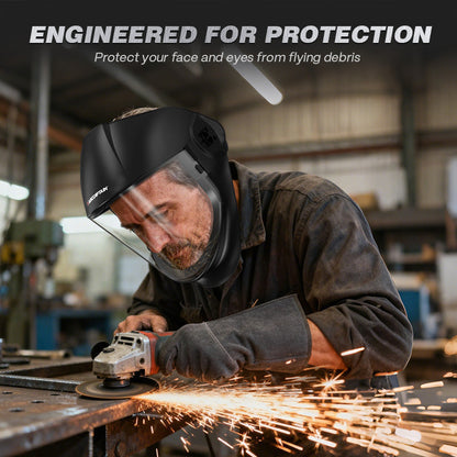 Arccaptain Clear Full Face Shield for Grinding and Cutting Work