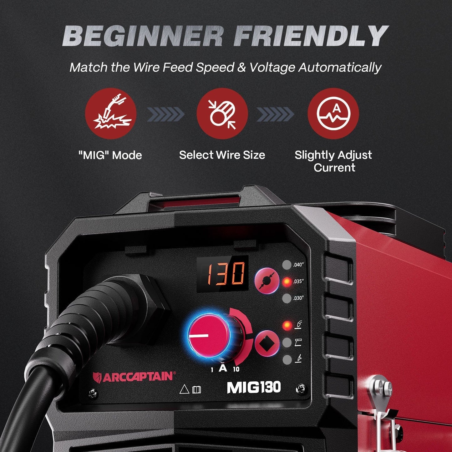 Arccaptain MIG130 Best 3 in 1 110V Portable No Gas Flux Core Welder