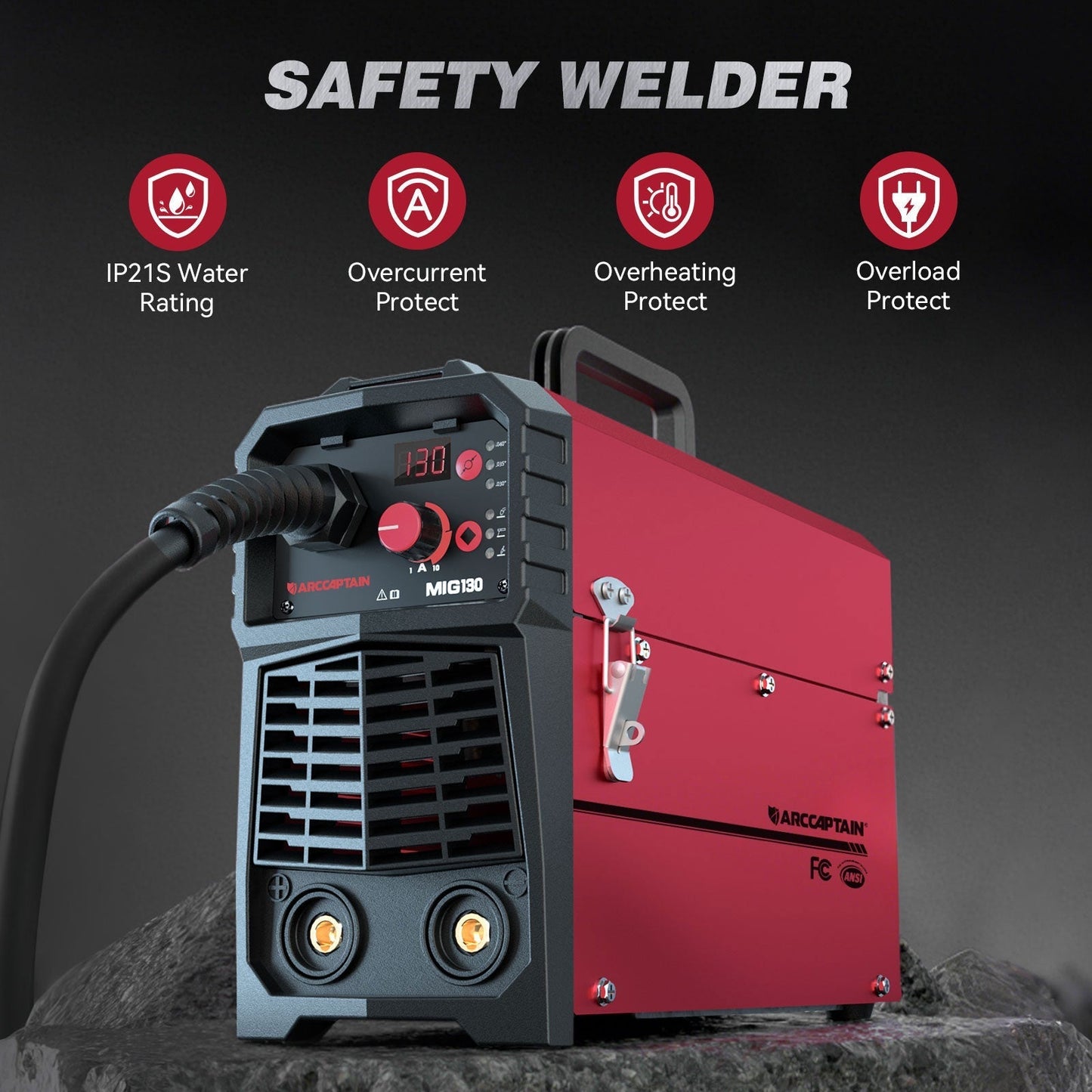 Arccaptain MIG130 Best 3 in 1 110V Portable No Gas Flux Core Welder