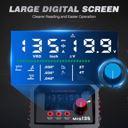 Arccaptain MIG135 Three in One 110V Gasless MIG Welder