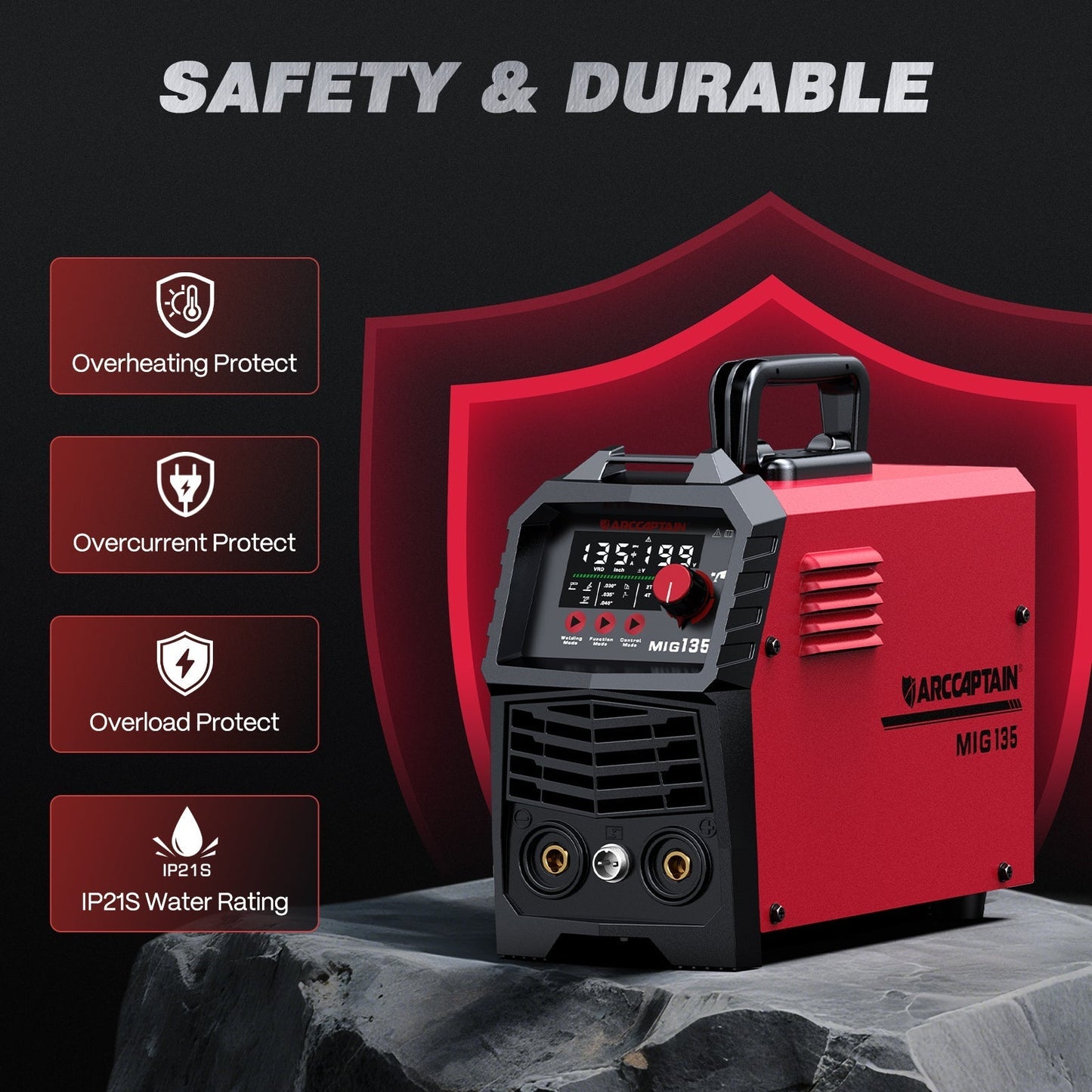Arccaptain MIG135 Three in One 110V Gasless MIG Welder