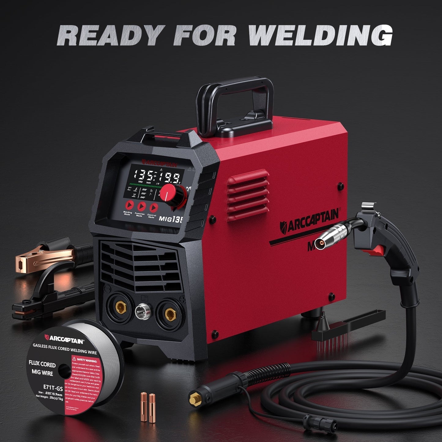 Arccaptain MIG135 Three in One 110V Gasless MIG Welder