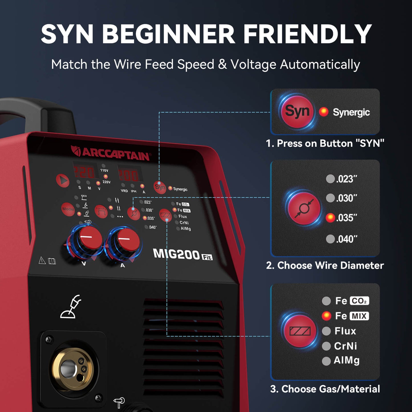 Arccaptain MIG200 Fit Affordable Multifunctional MIG Welder For Beginners