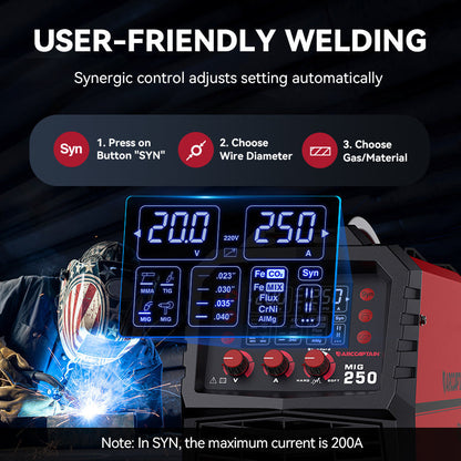 Arccaptain MIG250 Multi Process Welder 250 Amps MIG Welder