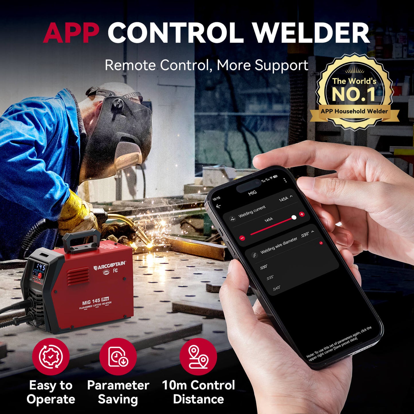 Arccaptain MIG145 Pro Portable 3 in 1 Flux Core Welder