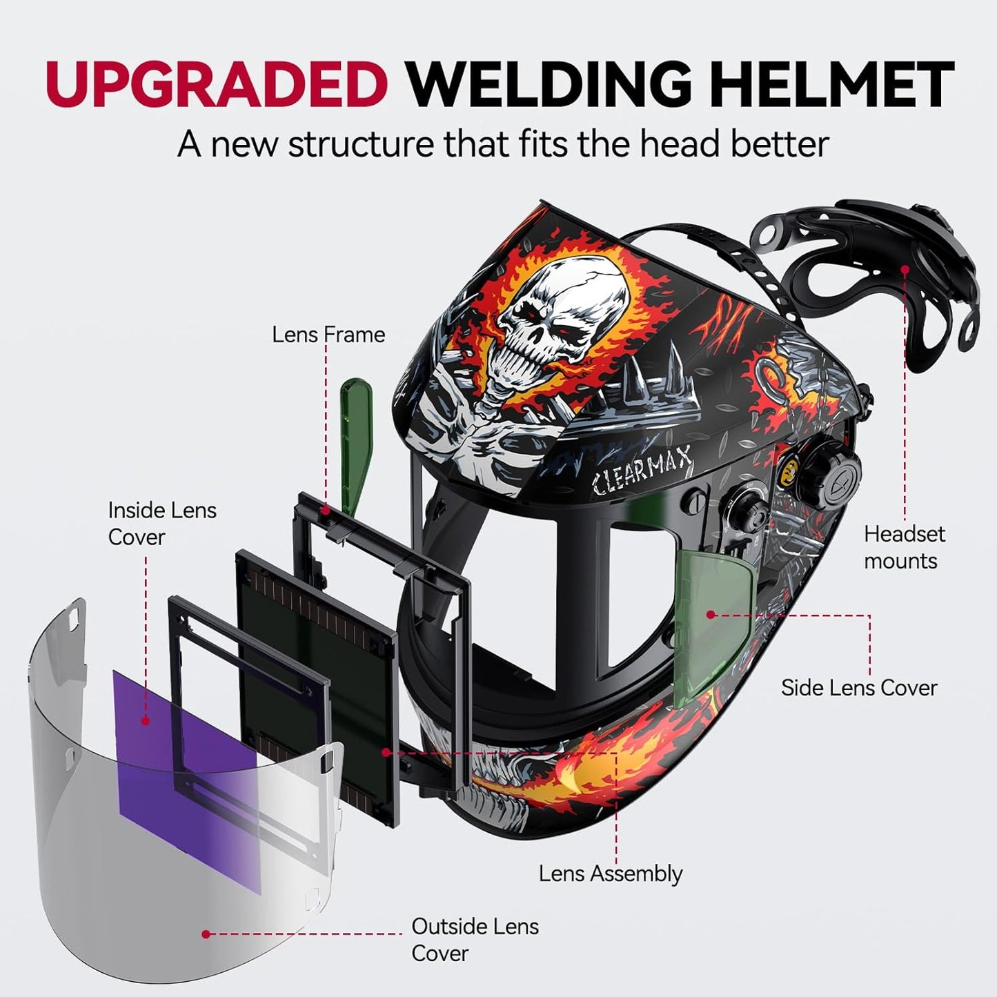 EXSpace X300 Super Large View 3.94" x 7.06" Welding Helmet with Side View