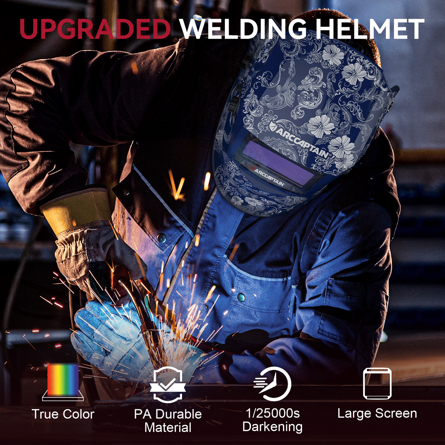 ClearLite X100 Auto Darkening Lens Welding Helmet Blue and White Porcelain