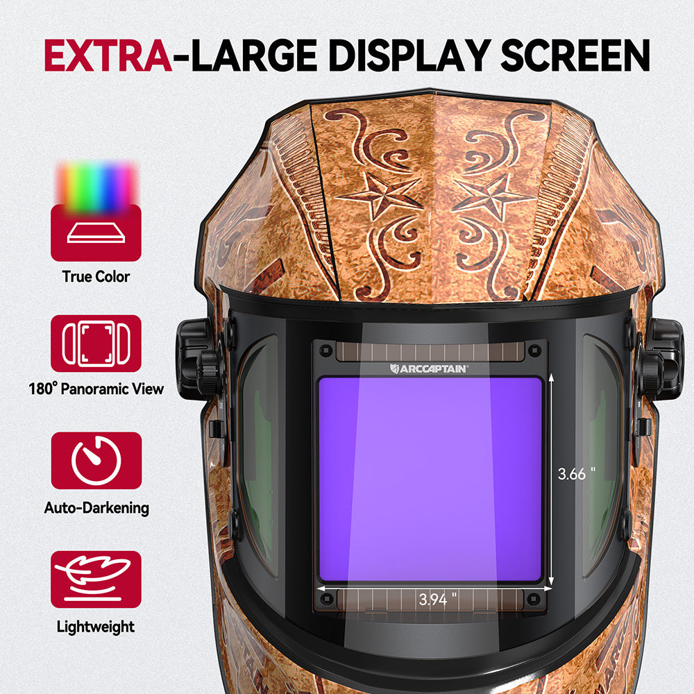 EXSpace X300 Welding Helmets with Auto Darkening Wood Etched