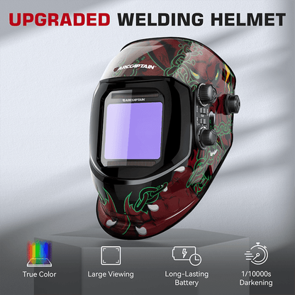 VisionMax X200 Lightweight Large Screen Welding Hood Wolf Design