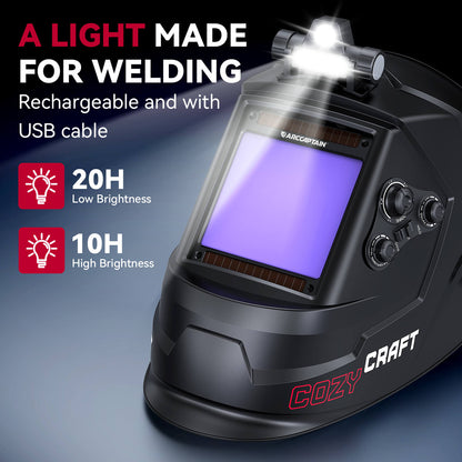 CozyCraft X200 Auto Dark True Color Welding Helmet with LED Light