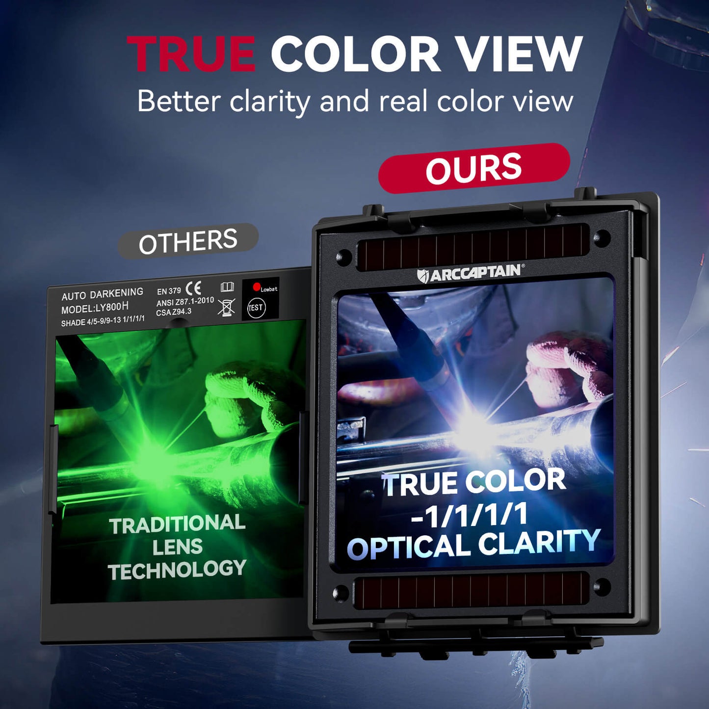 CozyCraft X200 Auto Dark True Color Welding Helmet with LED Light
