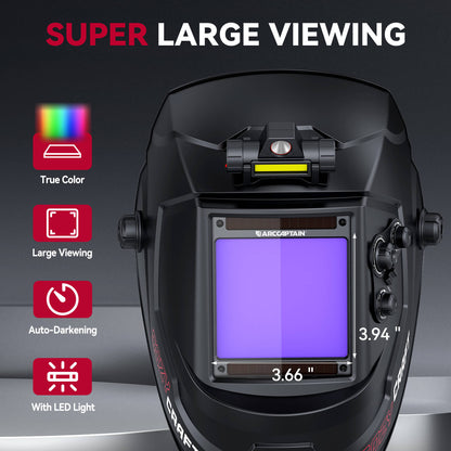 CozyCraft X200 True Color Large Viewing Welding Helmet Black