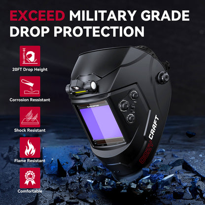 CozyCraft X200 Auto Dark True Color Welding Helmet with LED Light