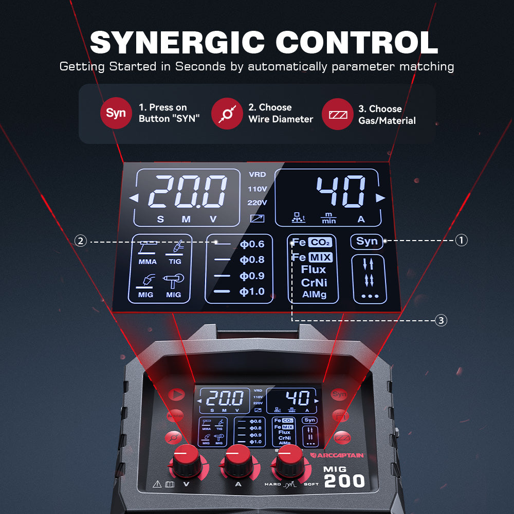 Arccaptain MIG200 Multi Process MIG Welder User-Friendly