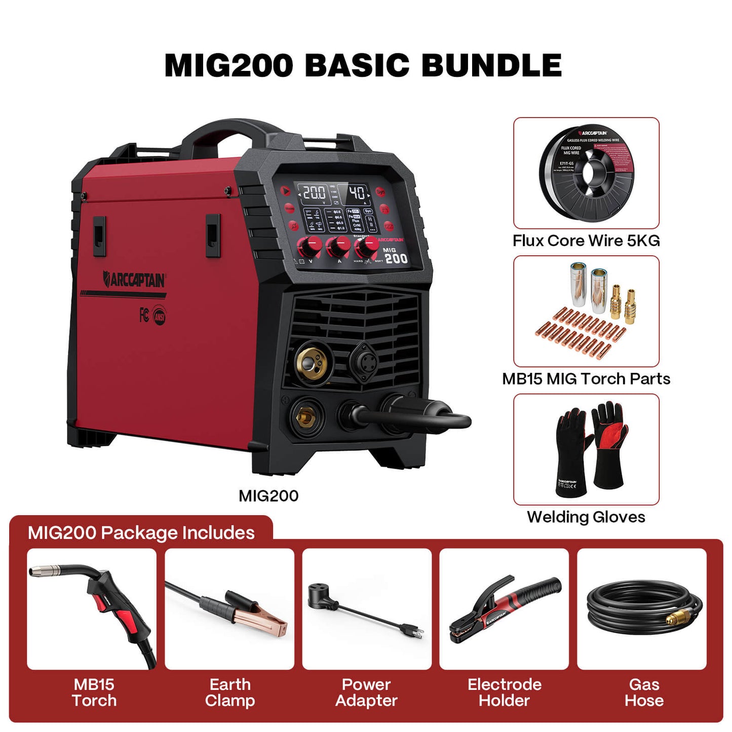 Arccaptain MIG200 Multi Process MIG Welder User-Friendly