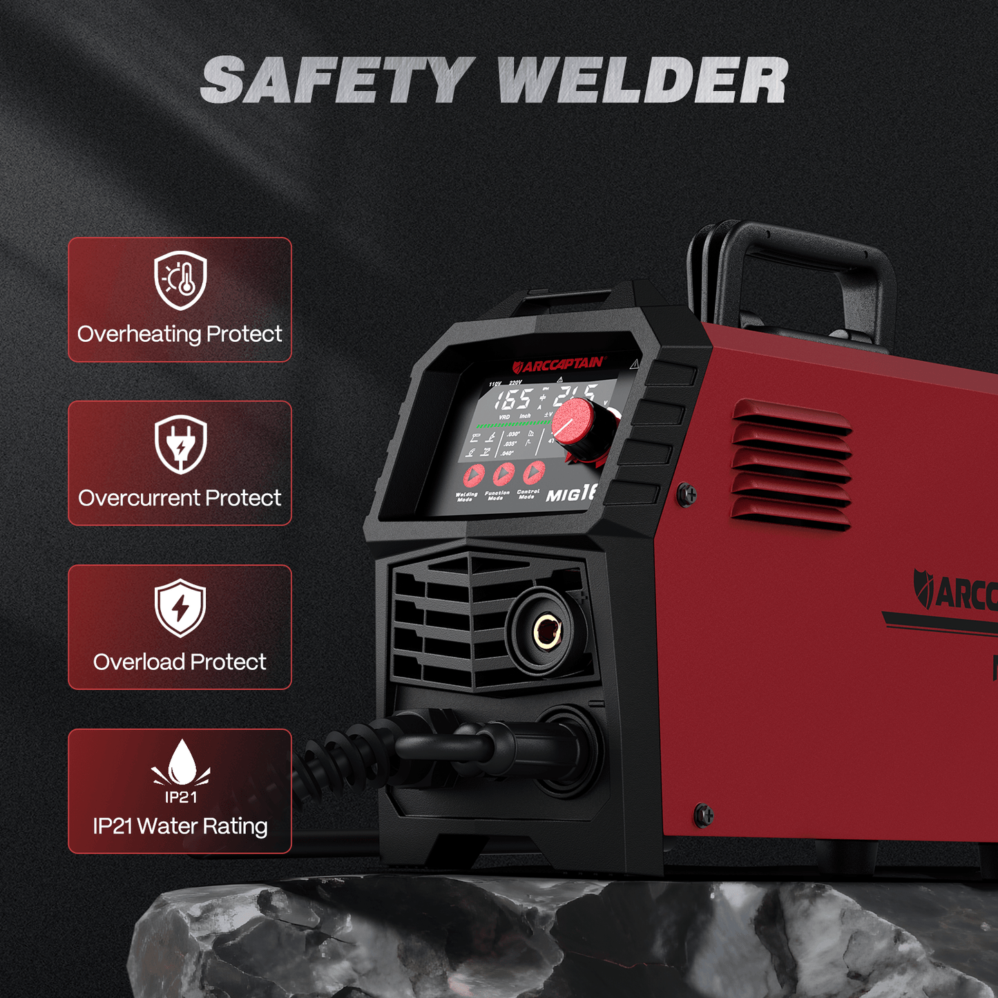 Arccaptain MIG165 Portable MIG Welder Machine For Beginners