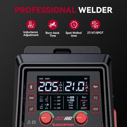 Arccaptain MIG205 Pro Gas MIG Welder Stainless Steel Multi Process Machine