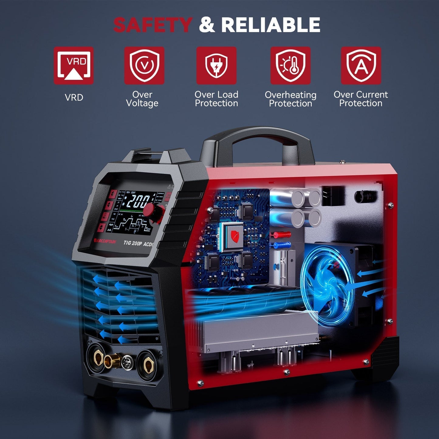 Arccaptain TIG200P AC DC Multi Process Pulse TIG Aluminum Welder