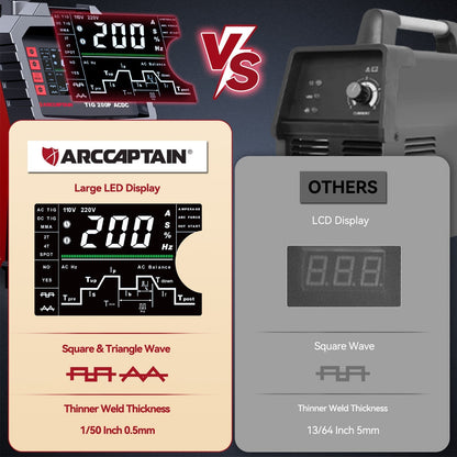 Arccaptain TIG200P AC DC Multi Process Pulse TIG Aluminum Welder
