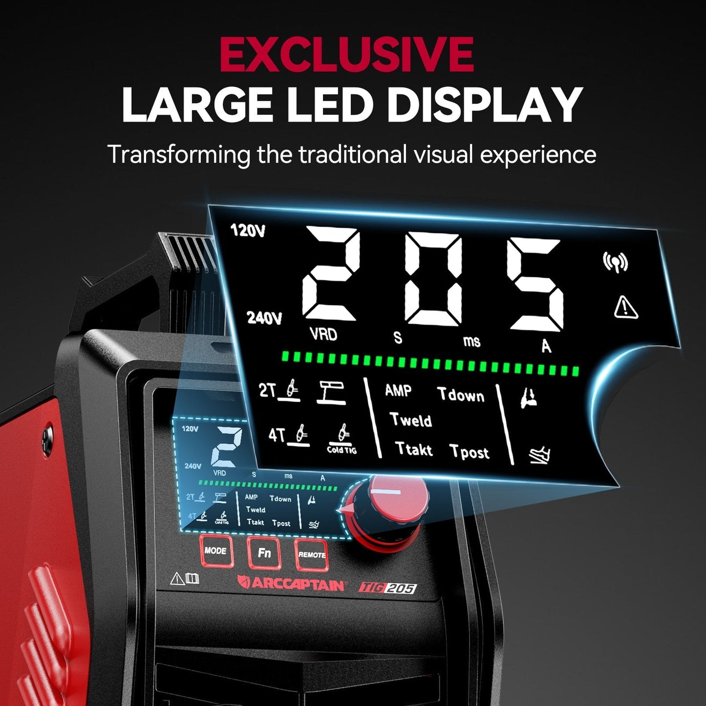 Arccaptain TIG205 Pro DC TIG Spot Cold Welder