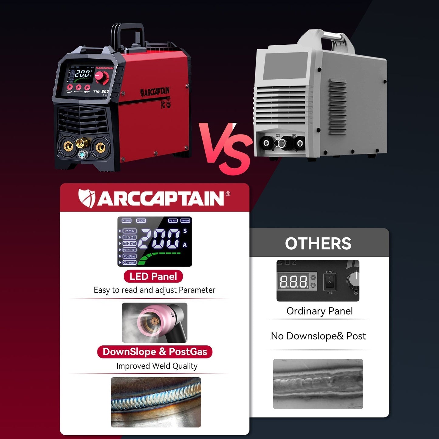 Arccaptain TIG200 DC TIG Welder HF TIG/Stick Inverter Welder